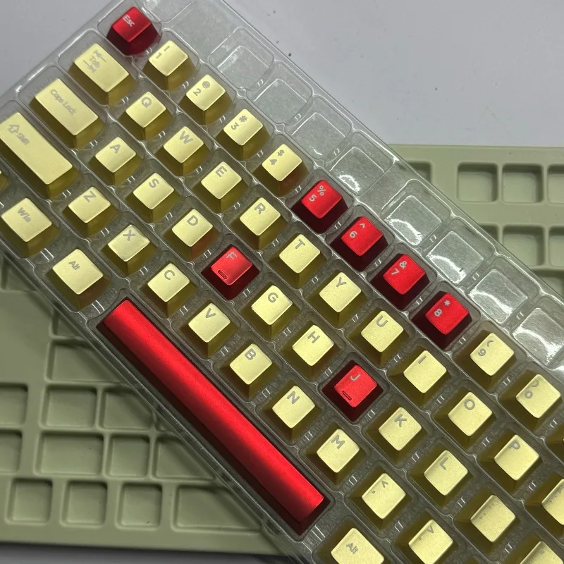 

Golden Red Color Scheme Themed Keycap Cherry Profile Full Set Metal Zinc Alloy Game Office Mechanical Keyboard Keycaps Key Caps