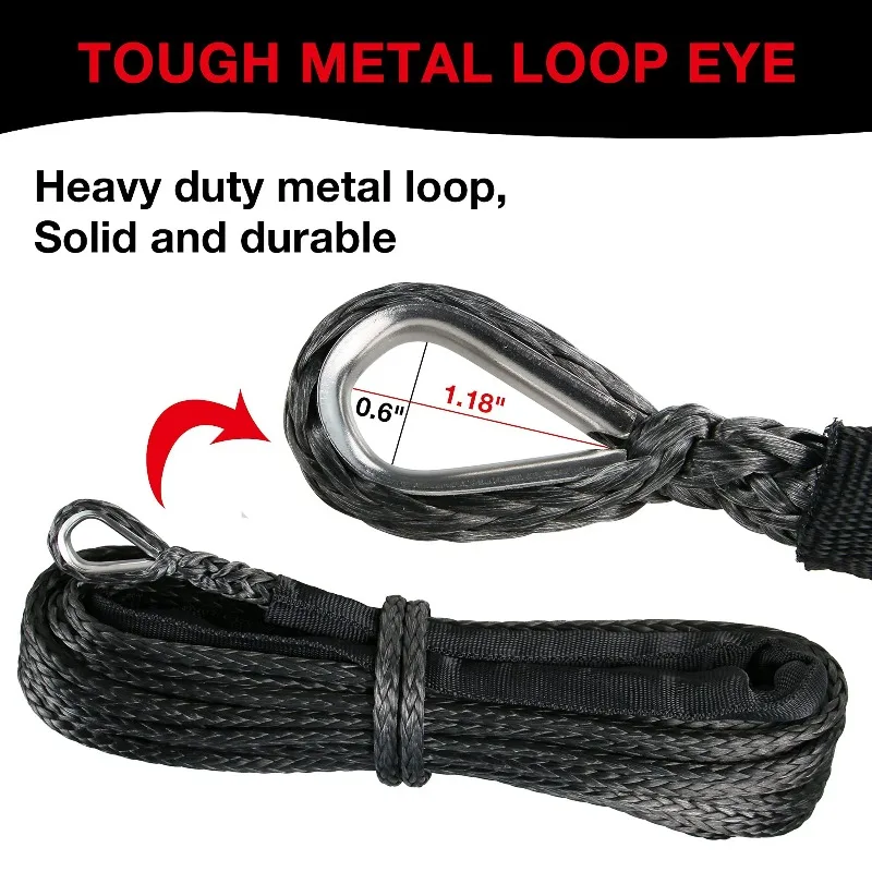 6mm*15m 7700LBS Synthetic Winch Rope Line Recovery Cable 4WD with Sheath Truck Boat Winch Towing Rope 4 Colors