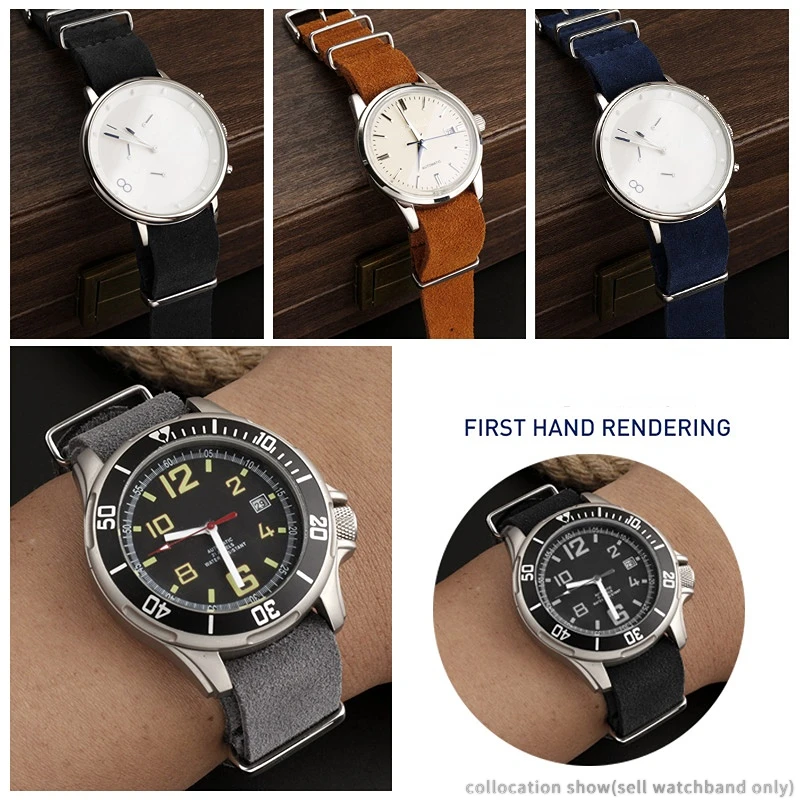 Ремешок мужской из мягкой замши и матовой кожи с стальной пряжкой для Tudor Omega Seahorse 300 Seiko Rolex, 20 22 мм