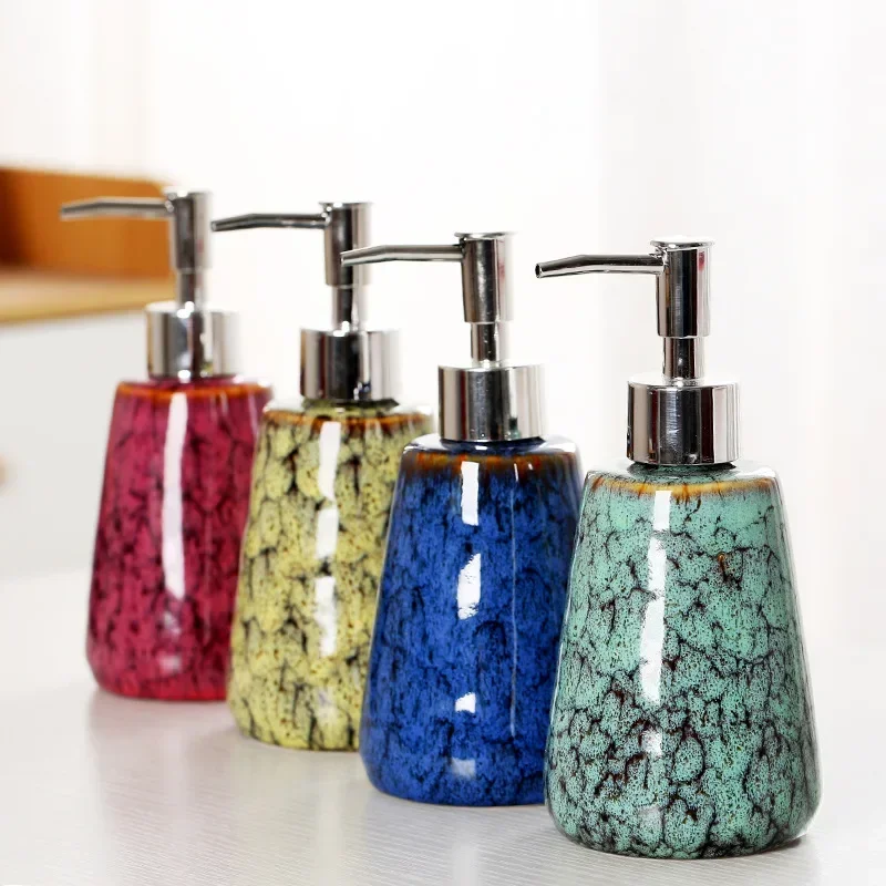 Ceramic soap dispenser kiln transformation bath bottle hand soap bottle shampoo bath gel hotel supplies bathroom accessories