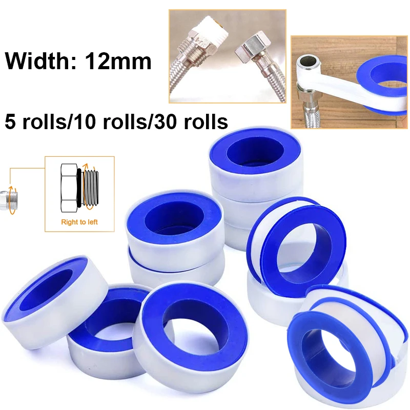 12mm 10M/roll PTFE water pipe tape, oil-free tape, sealing tape, fittings, thread sealing tape, home decoration utility pipe