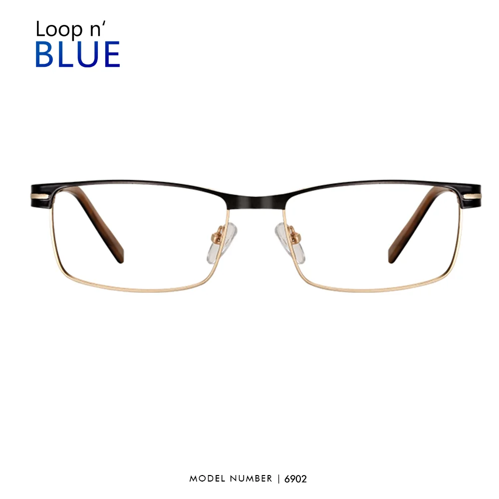 Loop Brand Design  Metal Men's Glasses Frame Square Eyeglasses Luxury Prescription Glasses Frames Optical Eyewear 6902