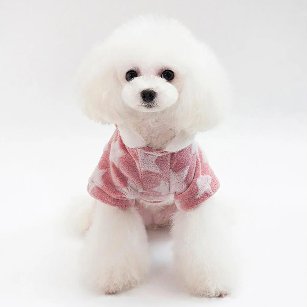 

Star Pattern Fleece Dog Clothes Autumn Winter Hoodies Pet Coat Dog Clothes Small Pet Dog Coat(Pink,XL)