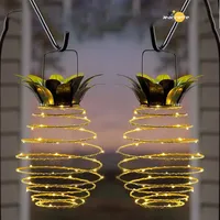 Solar Pineapple Lantern, Iron Lantern, LED Copper Wire Lantern String, Outdoor Waterproof Garden Decorative Hanging Lamp