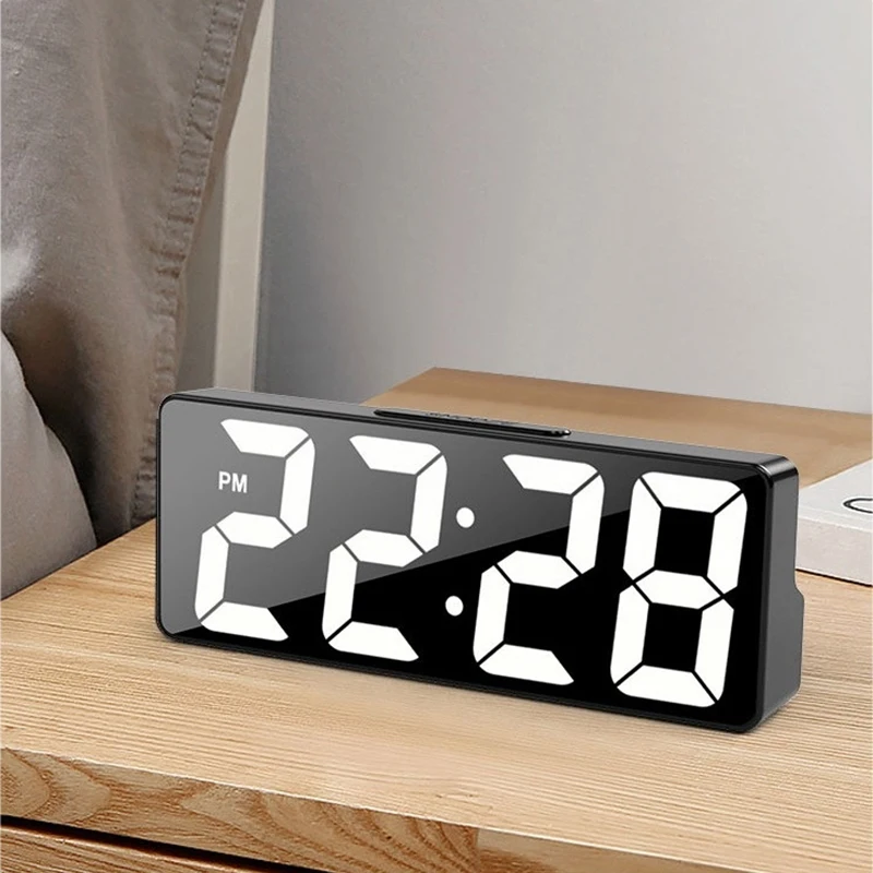 Desktop Digital Clock Tabletop Led Watch Alarm Clock Bedside Table Voice Control Led Digital Clock for Bedroom NZ003