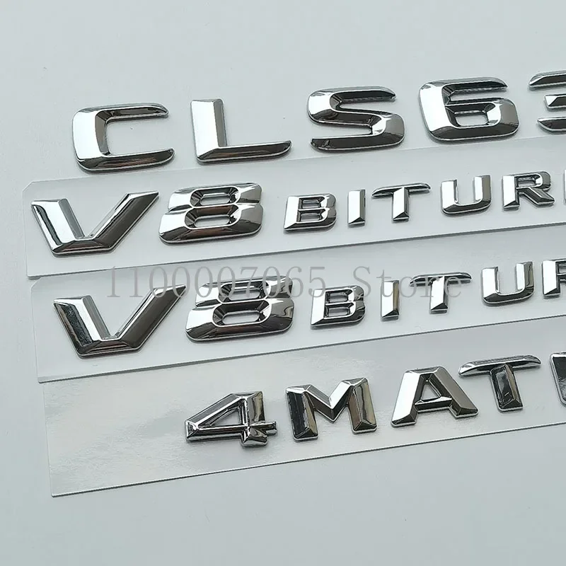 2015 Chrome Sharp Letters CLS63 V8 Biturbo Top ABS Emblem for Car Styling Fender Trunk Nameplate Logo Sticker