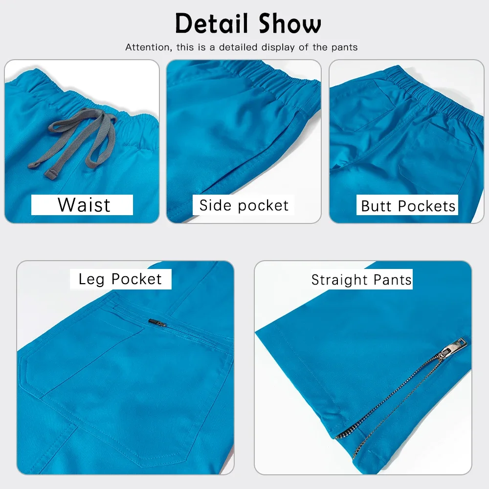 Nova moda roupas de salão de beleza mulheres enfermeira esfrega conjunto uniforme médico cirúrgico dental clínico calças superiores laboratório pet shop workwear