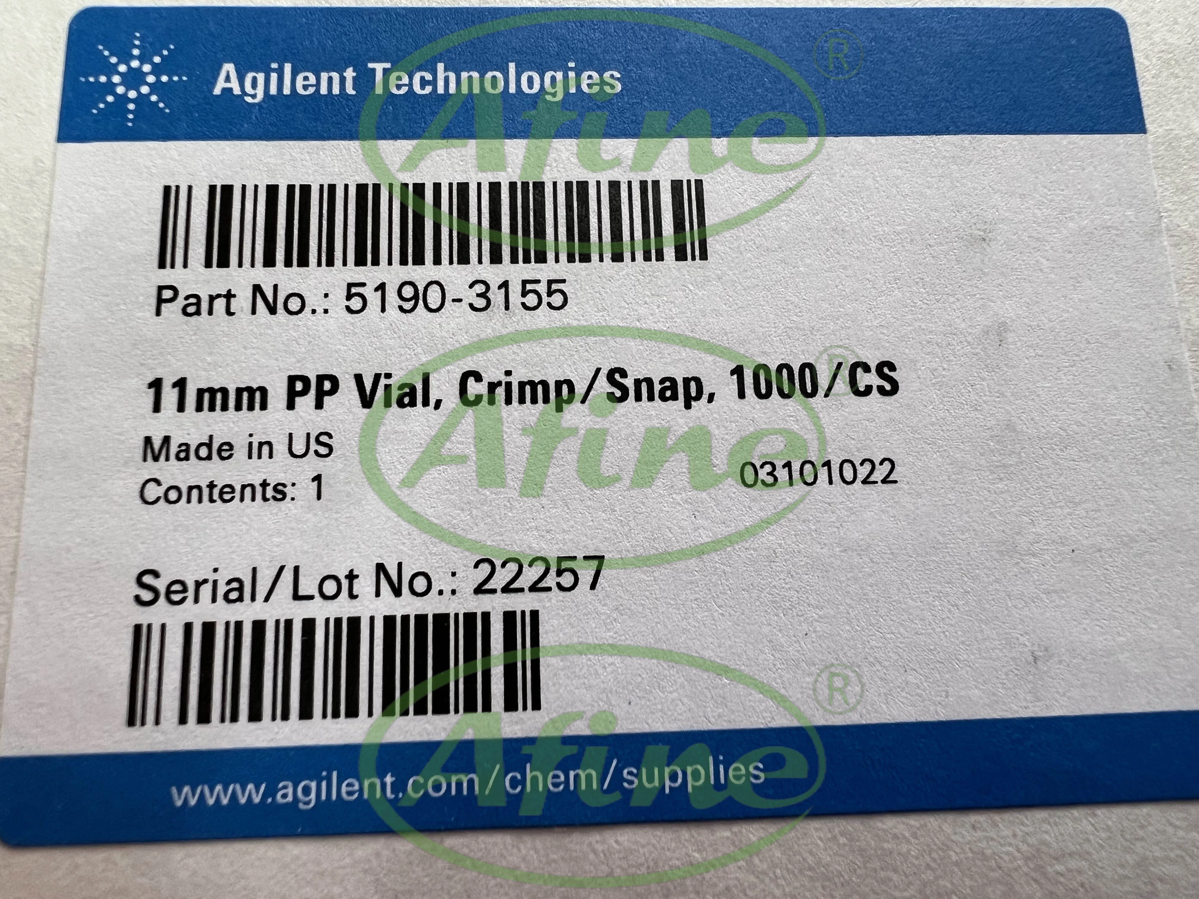 AFINE Agilent 5190-3155 Polypropylene Vials, 250 µL, Crimp/Snap Top, 1000/pk