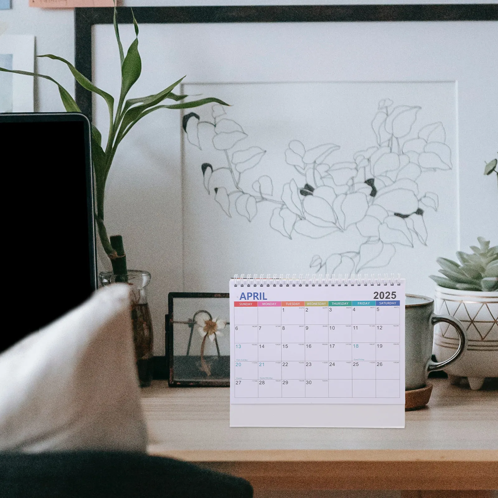 2025 Desk Calendar Spiral Binding Monthly Desktop Calendar Standing Flip Table Large Academic Year Desk Planner for Office Home
