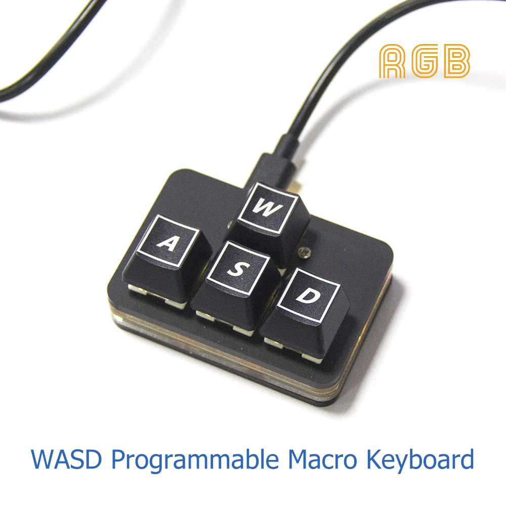 

Мини-клавиатура WASD с 4 клавишами, рабочие колпачки для клавиш, одноручная механическая игровая клавиатура, программируемая макро-клавиатура USB-C