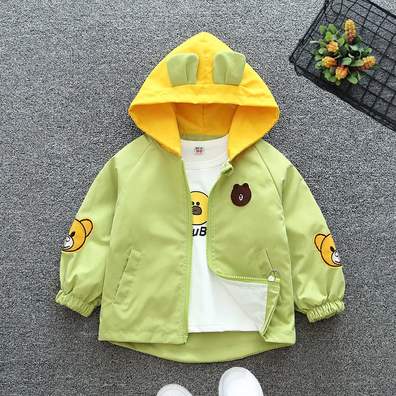 Baby Clothes Girls Thin Jacket New Autumn Trendy Costume Boys Cardigan Zipper Hooded Outerwear Children Windbreaker Coat