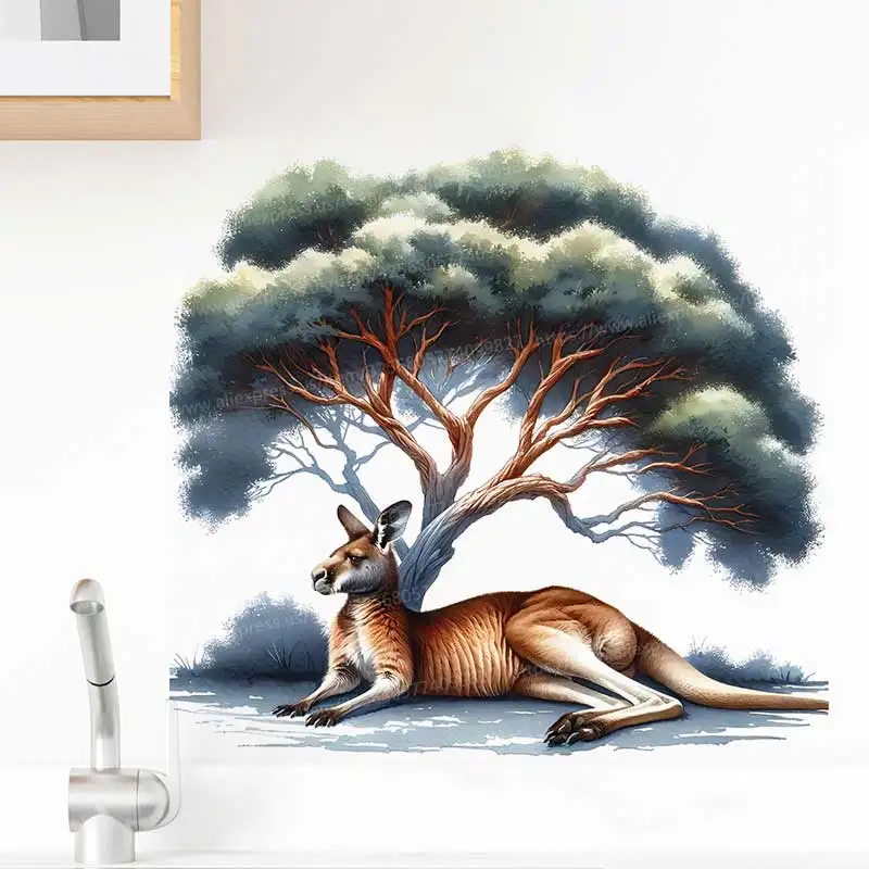 

Australian Wildlife Kangaroo Wall Sticker Bathroom Toilet Decor Living Room Cabinet Refrigerator Home Decoration Decals M1363