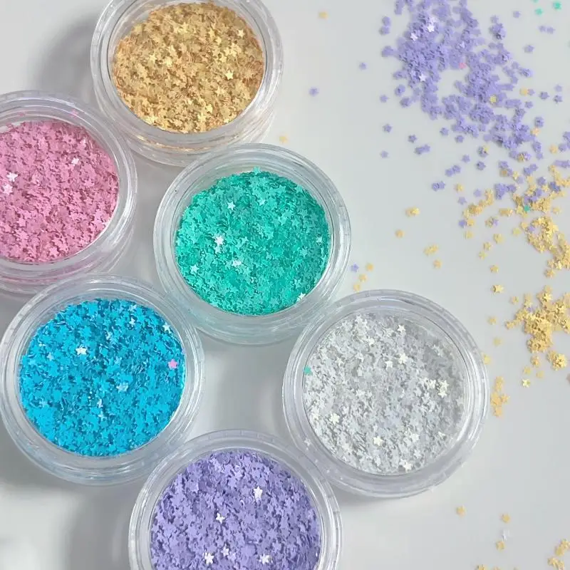 Star Glitter Macaron Color Colorful Nail Flake Flash Small Pentagram Nail Seqiuns Kawaii DIY Manicure Accessories Nail Charm