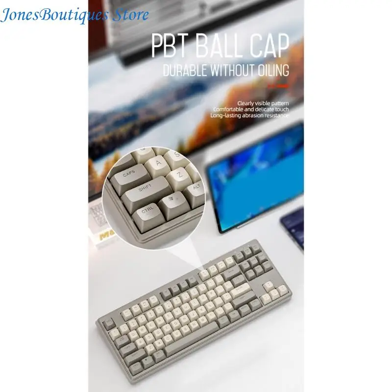 Wireless Mechanical Keyboard, BT5.0/2.4GHz Type-C Modes Rechargeable Mechanical Keyboard with Keys RGB Light W8KE