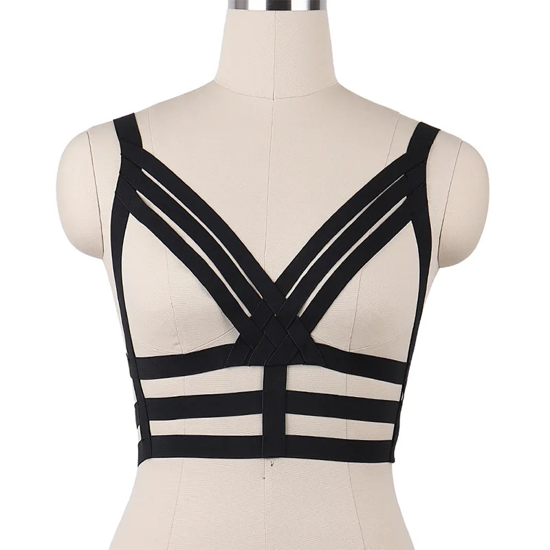 

Handmade Black Body Harness Fetish Wear Bondage Lingerie Harness Crop Top Erotic Lingerie Cosplay Gothic Top Women Body Harness