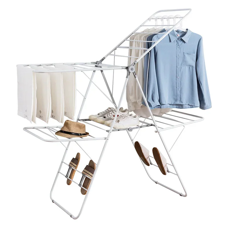 

Balcony Folding Drying Clothes Rack Floor Wing Type Hanging Clothes Rack Free Installation Quilt Drying Clothes Rack