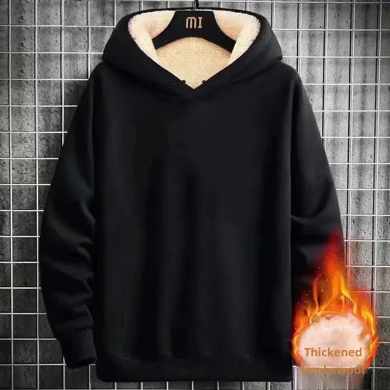 الخريف الشتاء سميكة الدافئة الرجال الصوف مبطن البلوز فضفاضة تناسب سترة غير رسمية مقنعين سترة رياضية العصرية #2