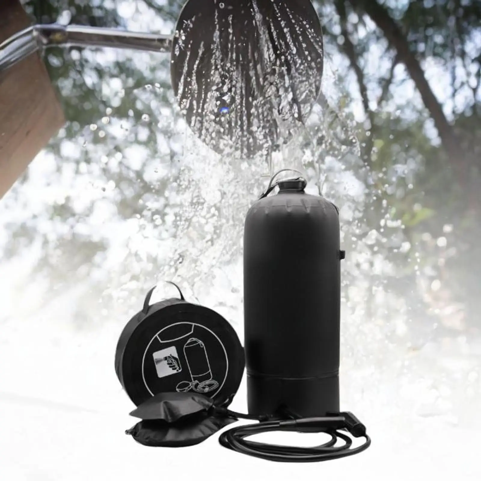 حقيبة استحمام للتخييم خفيفة الوزن ومدمجة وسريعة التضخم مع خرطوم دش محمول 11 لتر لصيد الحديقة ورحلة الصيد والسفر