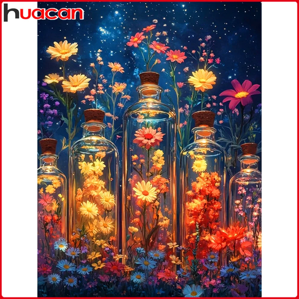 Huacan DIY Diamant Malerei Gänseblümchen Vase Diamant Stickerei Blume Komplettset Bild von Strasssteinen
