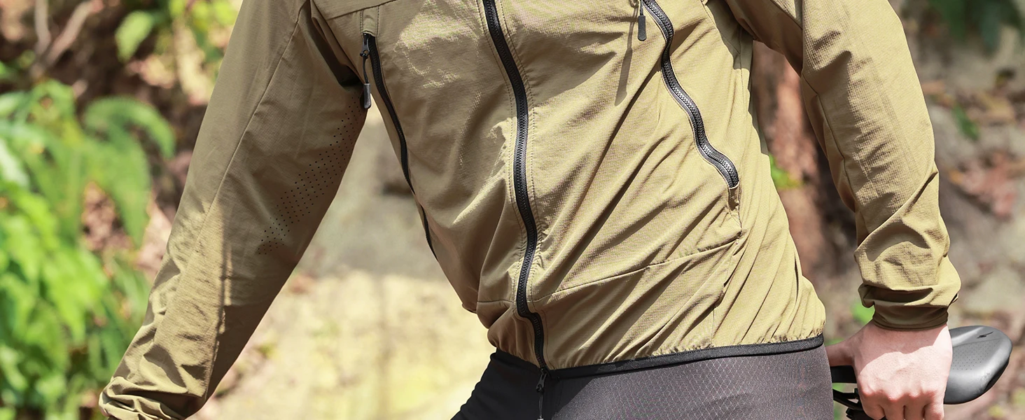 WOSAWE Herren Fahrradjacke Leichte Fahrrad-Windjacke mit Taschen Schnelltrocknende Reflektierende Streifen MTB-Bekleidung – Detail 2