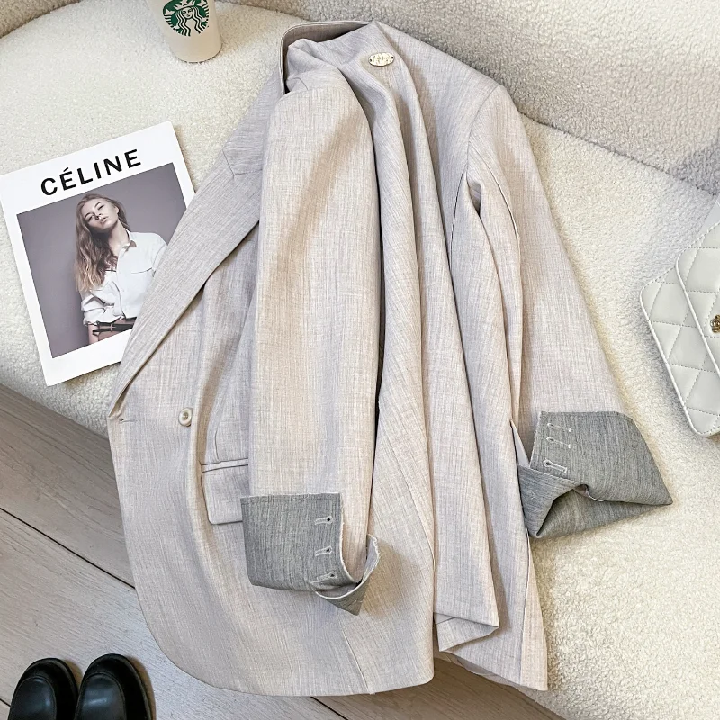 Fashion Commuting Office Lady Answers Suit Jacket Female Autumn New Leisure French Chic Long Sleeve Splicing Women Blazers