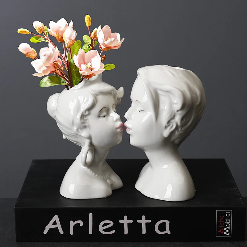 

Porcelain Bud Vases for Dried Flower Boys and Girls Face Vase for Home Decor Dining Room Flower Holder Housewarming Gift