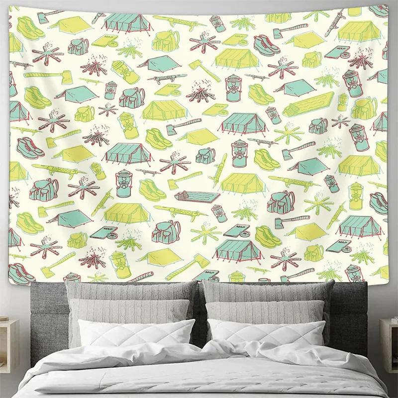 Bohemian Tapestry Wall Hanging Nature Forest Trees Pattern Aesthetic Room Decor Dorm Wall Art Hippie Home Decor Vintage Textile - view 3
