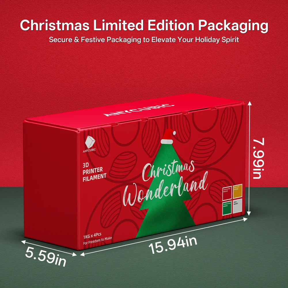 ANYCUBIC عيد الميلاد خيوط الحرير 4 كجم حزمة الحرير طابعة ثلاثية الأبعاد خيوط الطباعة المواد عيد الميلاد هدية الطباعة نموذج لعبة الديكور