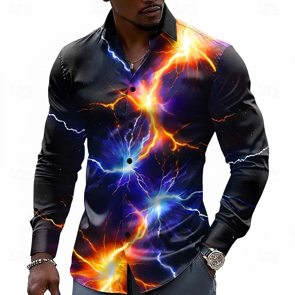 

Мужская рубашка с эффектом оптической иллюзии и ярким принтом, на пуговицах, повседневная, с длинным рукавом, модная, для уличного стиля, для отпуска, весна