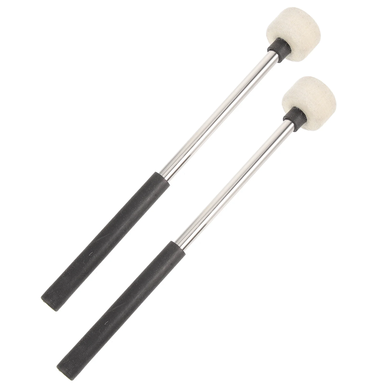 

2Pcs Stainless Steel Drum Mallets Felt Head Drum Sticks Comfortable Percussion Sticks for Drummer Band Practice