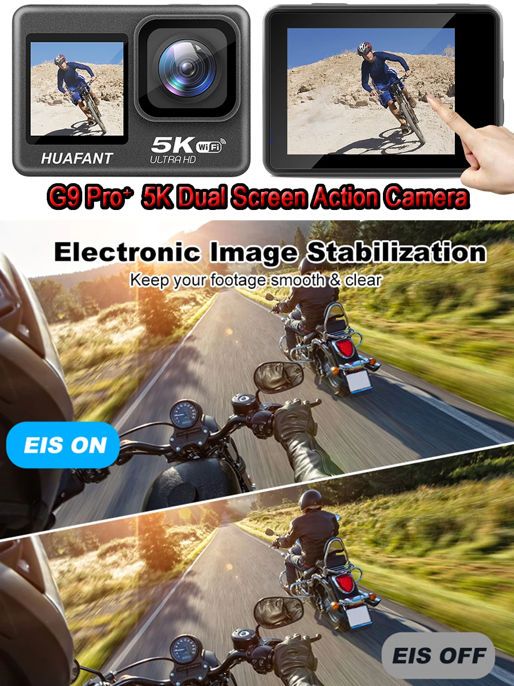 Action Camera 5K30FPS 4K60FPS 48MP 2.0 Touch LCD EIS Dual Screen Wi-Fi 170D DVR Webcam Waterproof 30M 5X Zoom Sports Camera