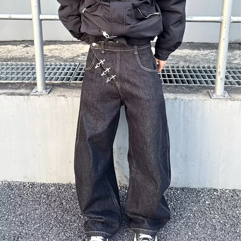 2026 Spring/Summer Korean Black Men'S Curved Knife Jeans Loose Straight Legs Casual Wide Legs 3xl Large Jeans view 4