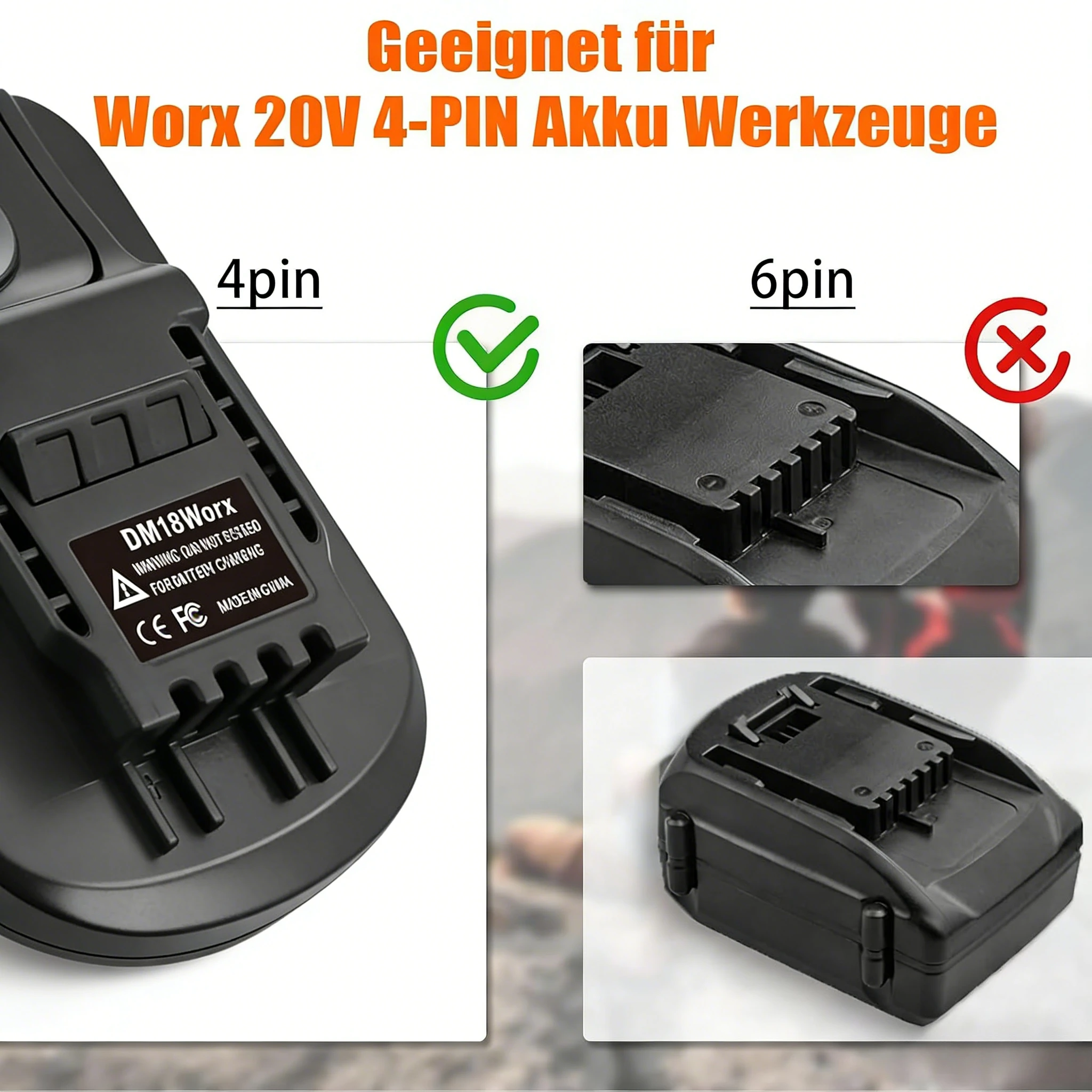 

Адаптер-конвертер для аккумуляторов Milwaukee/Worx DM18Worx: подключение аккумулятора Dewalt 20V к электроинструментам Worx 20V 4PIN