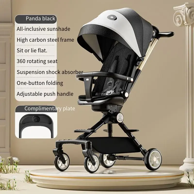 

High Landscape Stroller Newborn Baby Two-way Swivel Seat Lightweight Folding Stroller Four-wheeled Shock-absorbing Baby Stroller