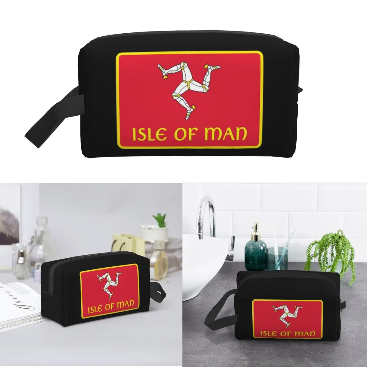 Isle Of Man Motorcycle Racing Makeup Bag Cosmetic Organizer Storage Dopp Kit Toiletry Cosmetic Bag for Women Beauty Travel