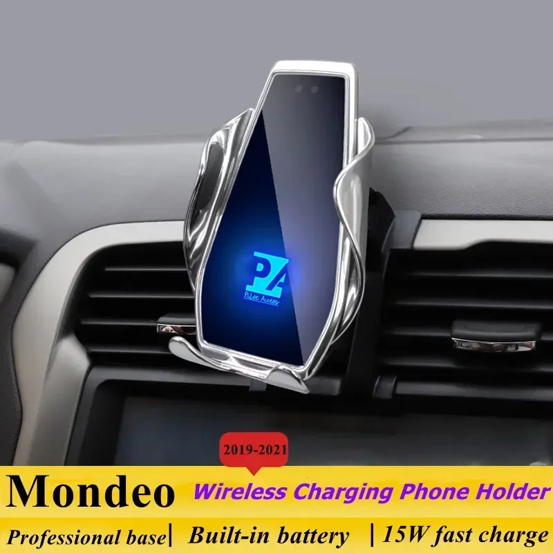 

2019-2021 For Ford Mondeo Mobile Phone Holder Wireless Charger Car Mount Navigation Bracket GPS Support 360 Rotating