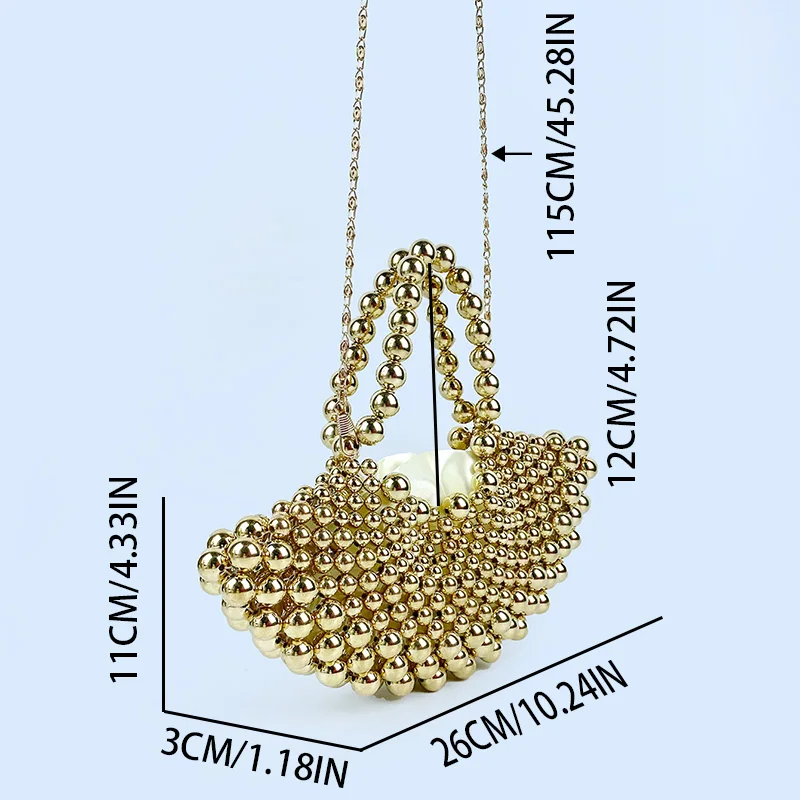 Summer haute couture niche handbag fan-shaped beaded bag for women 2024 new cross-body handmade hollow pearl bag