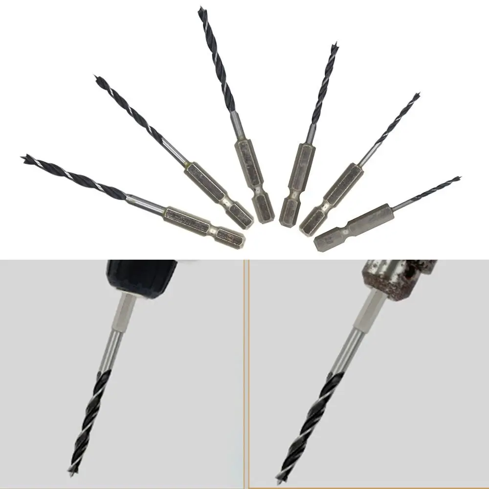 

Durable Power Tool Drill Bits Three Pointed High Carbon Steel Twist Drilling Hex Handle Hole Opener Woodworking Tool