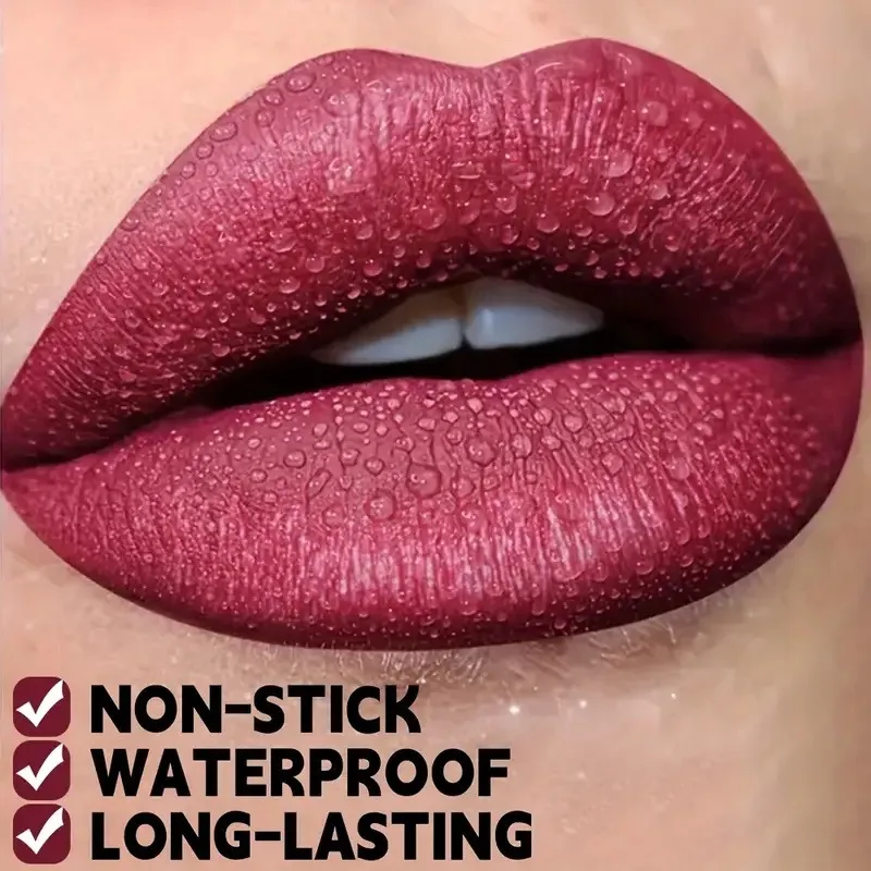 2 ชิ้น/เซ็ตชุดลิปสติกเมทัลลิกและลิปไลเนอร์, แต่งหน้าเต็มหน้า, กันน้ำติดทนนาน และเปล่งประกายเหมือนเอฟเฟกต์มุก