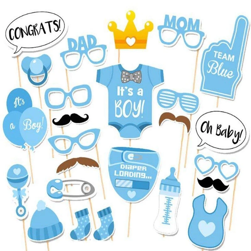 25 pz/set È un Ragazzo o Ragazza Puntelli Foto Mamma Papà Oh Baby Shower Photobooth Decor Prop Genere Rivela Decorazione Del Partito Forniture