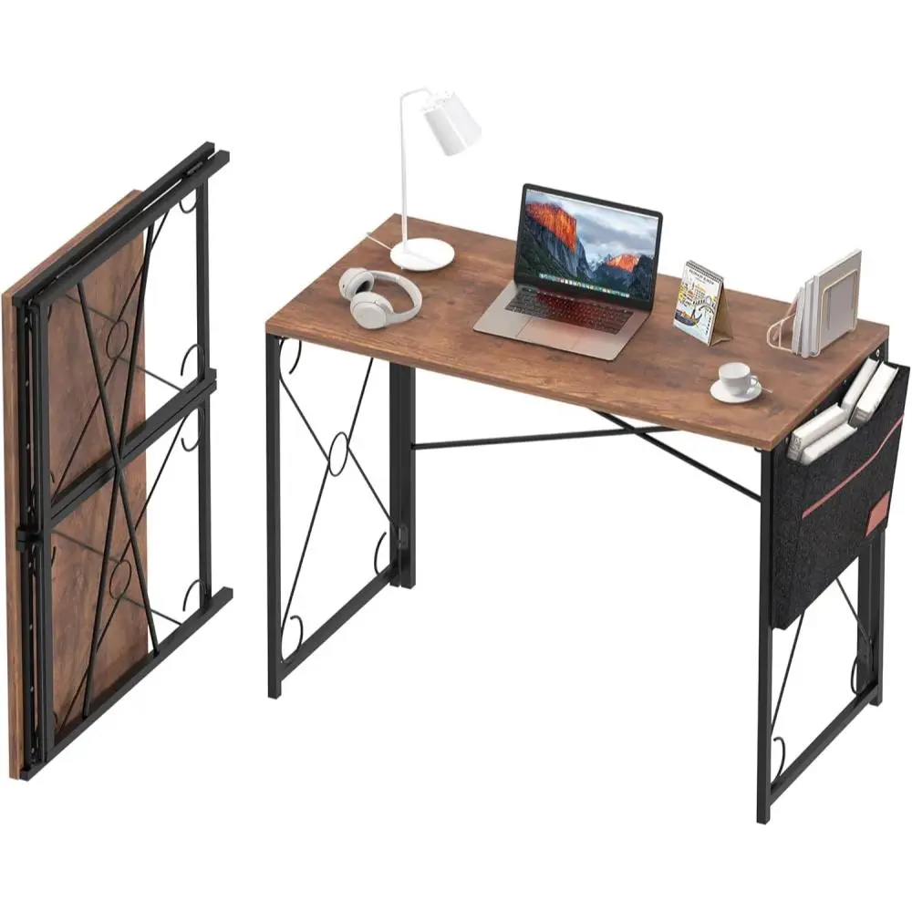 

39 Inch Folding Desk Simple Assembly, Writing Computer Desk for Home Office Study Office Foldable Table for Small Spaces