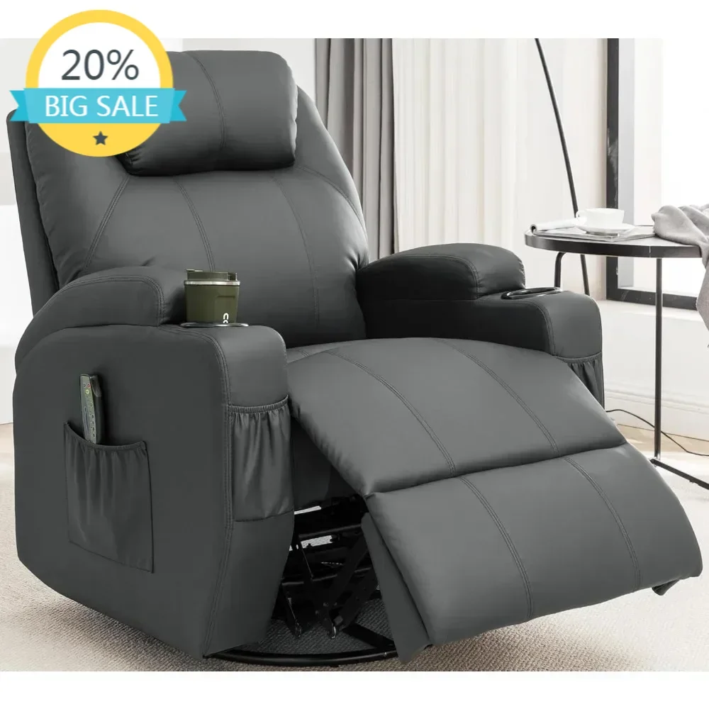 

Бестселлер: Кресло-реклайнер, кресло-качалка с массажем и подогревом, 360° ° Вращающиеся кресла-реклайнеры для взрослых, механические кресла-качалки R