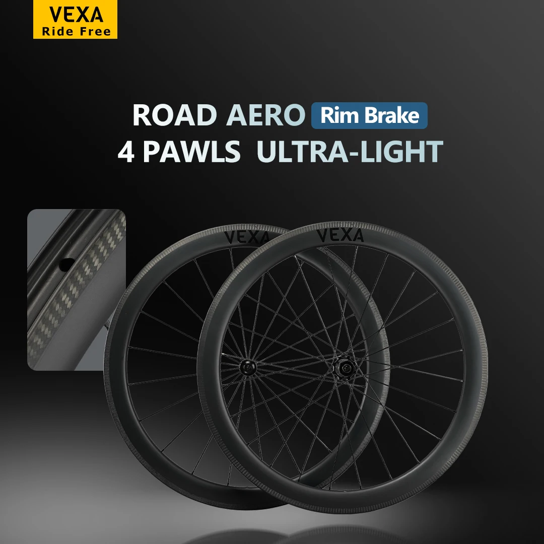 

VEXA Road Aero - Rim Brake Carbon Wheelset 4 pawlsHub Pillar Pillar 1423 Spoke Wheelset Tubeless 18.1mm Inner S&S Steel Bearing