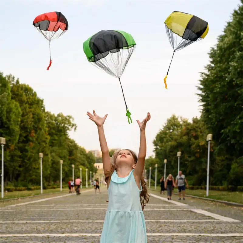 Mini brinquedo paraquedas para crianças, mão, voar, ao ar livre, soldados, presente pai-filho, 3-14 anos de idade, 1-10pcs