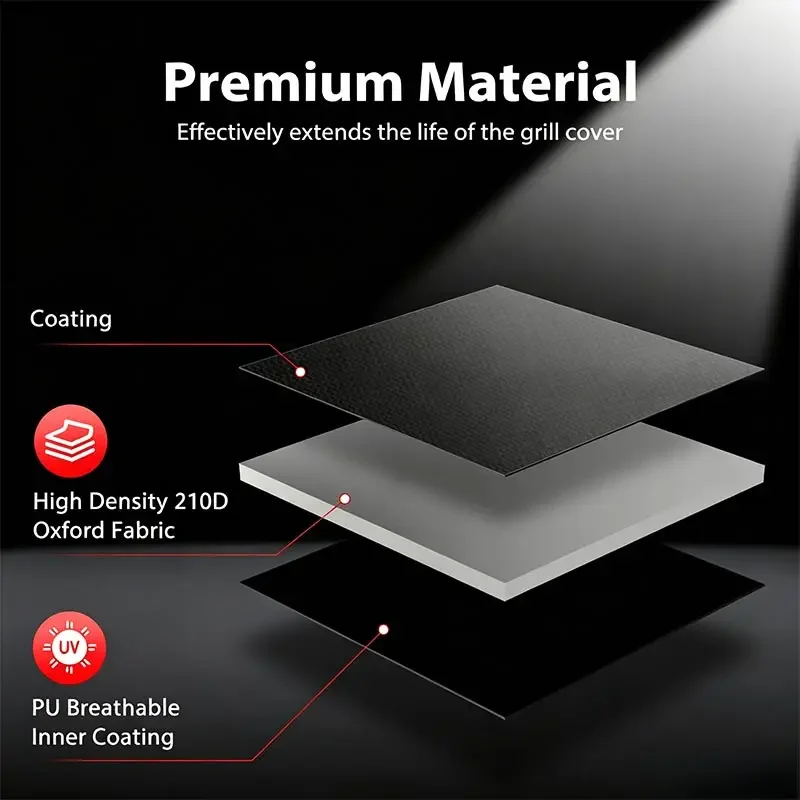 210D Silver Coated Cloth Outdoor Barbecue Hood Oven Cover,BBQ Cover Dustproof Gas Charcoal Electric Barbe Heavy Duty Grill Cover view 5
