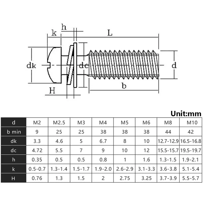 Black/Nickel-Plated Carbon Steel M2~M8 Round Head Phillips Machine Screw with Washer/spring Three Combination Machine sems screw