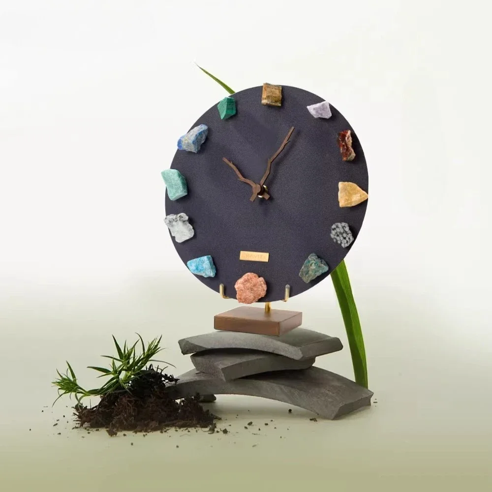 natural handmade DIY ore clock, high-end clocks and watches, ornaments, pendants, living room exhibition hall decoratio