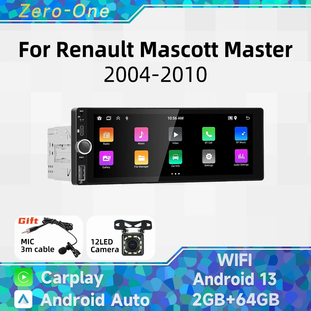 Android Car Multimedia for Renault Mascott Master 2004-2010 Carplay Android Auto 1 Din Radio 6.86