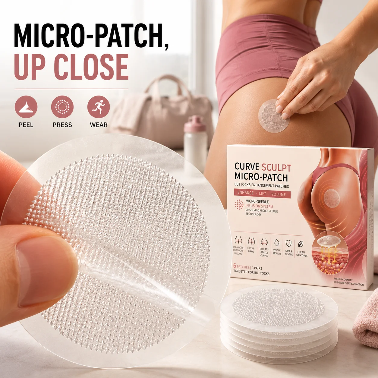 Curve Sculpt Body‑Beauty Micro‑Patch Gentle Nourishing Hip‑SkinCare Sticker Portable External Body‑Maintenance Patch Safe‑Gentle