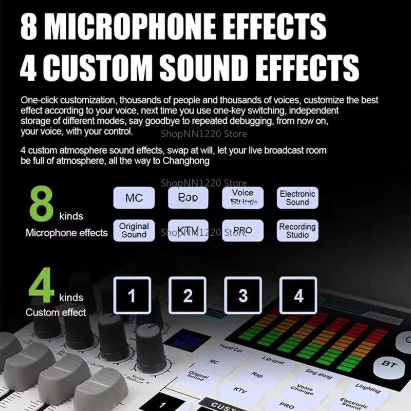 Digital Audio Mixing Interface Sound Card With Type-C OTG Noise Reduction BT 48V for Live Stream Recording
